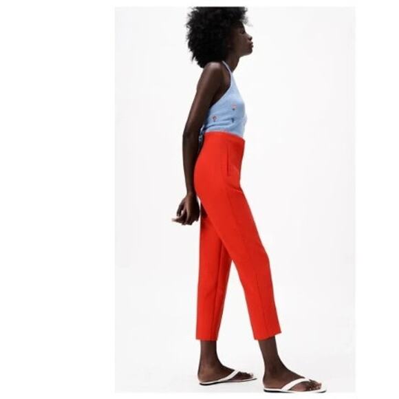 New NWT Zara High Waist Straight Leg Cropped Trouser Pant Size XS - Picture 4 of 16